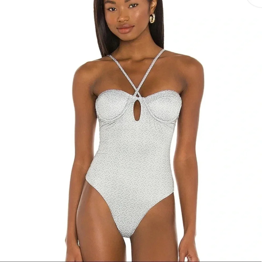 Lovers and Friends Maysen Bodysuit Top in Sage Dot Cottage-core Coastal Size M